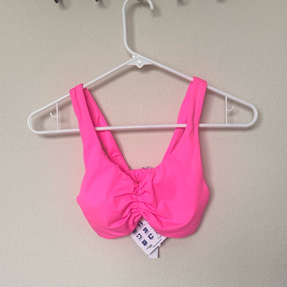 Pink Ruched Bikini Top